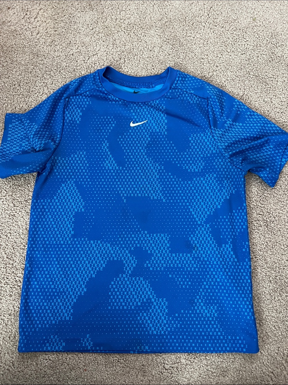 Nike Royal Blue Graphic Performance Tee with White Swoosh